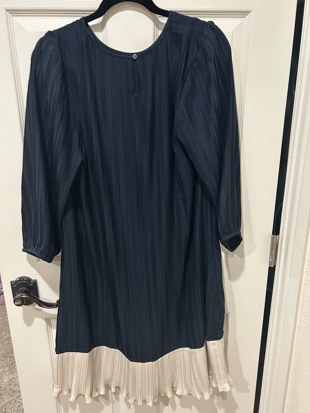 J. Jill Navy Pleated Shift Dress